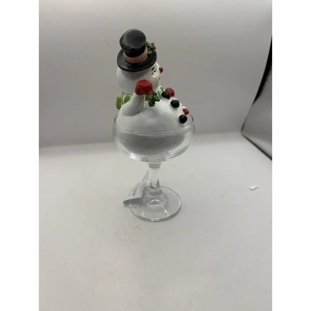Retro Snowman in Martini Glass by December Diamonds 8” NIB